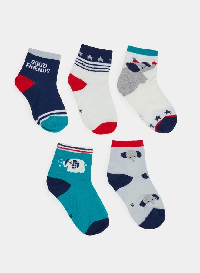 Styli Pack of 5 - Boys Cotton Ankle Socks